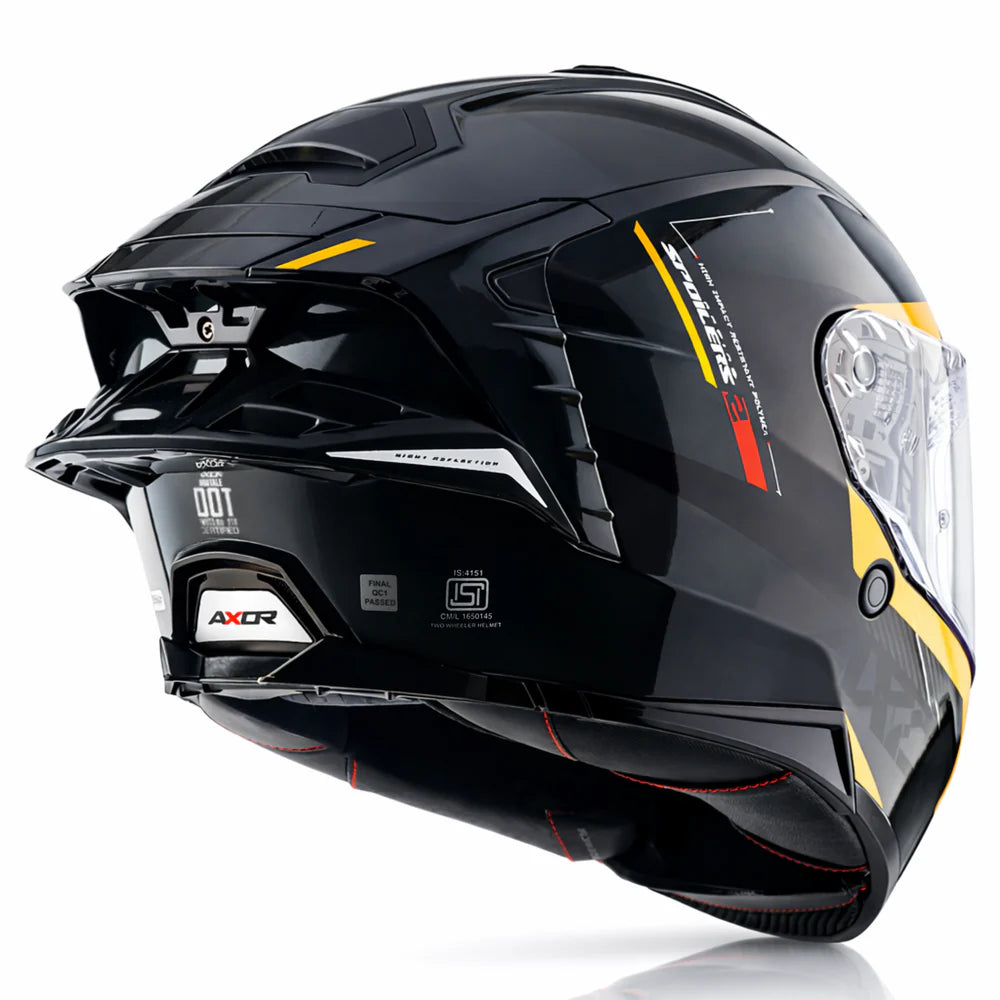 AXOR BRUTALE KRYPTIC DUAL SPOILER HELMET BLACK YELLOW