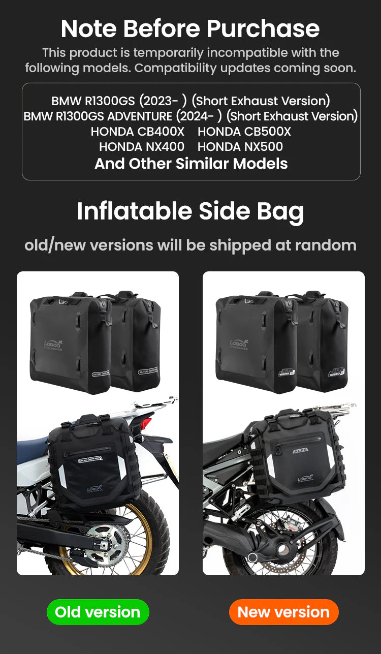 LOBOO ALPS INFLATABLLE WATERPROOF SIDE BAGS (23L/30L) | WITH ANTI THEFT LOCK