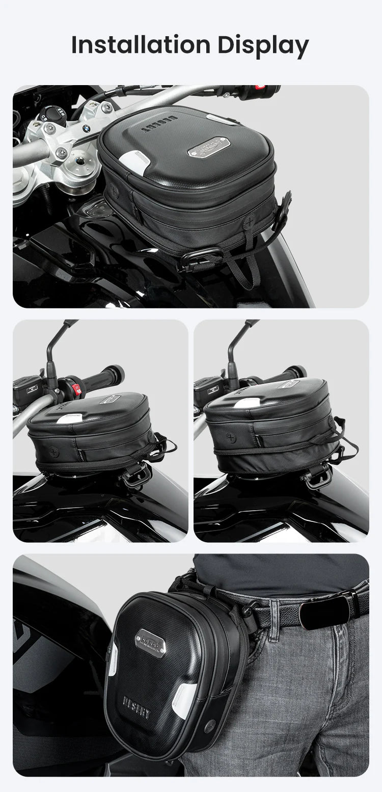 LOBOO BTB05BK WATERPROOF MOTORCYCLE TANK BAG 5L| UNIVERSAL FIT WITH PHONE HOLDER AND SHOULDER STRAP