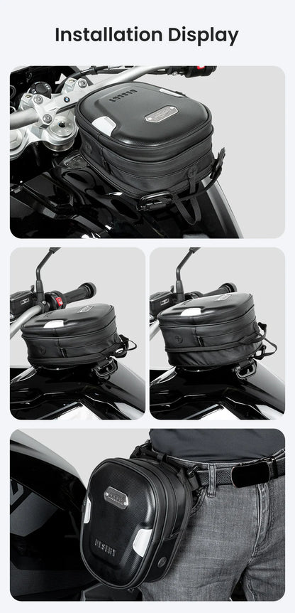 LOBOO BTB05BK WATERPROOF MOTORCYCLE TANK BAG 5L| UNIVERSAL FIT WITH PHONE HOLDER AND SHOULDER STRAP