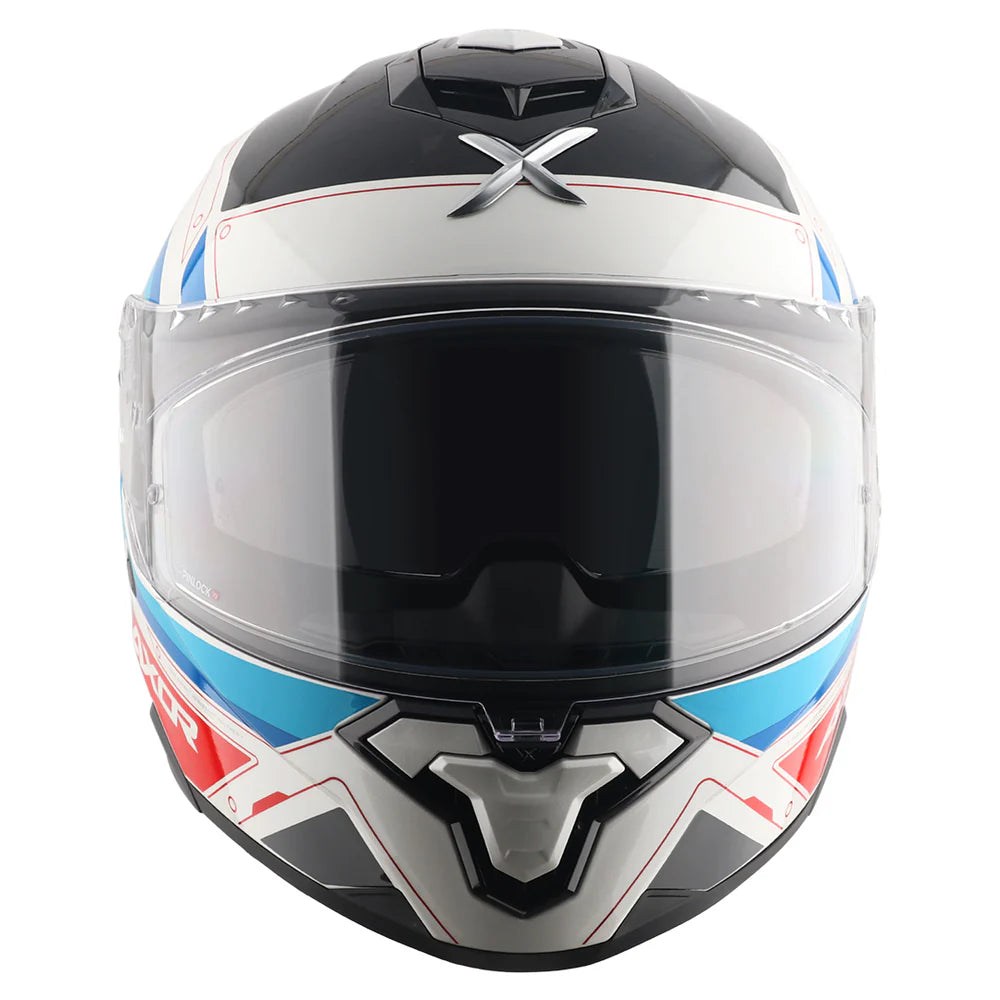 AXOR BRUTALE RYDEN DUAL SPOILER HELMET WHITE RED BLUE