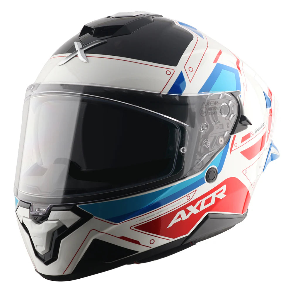 AXOR BRUTALE RYDEN DUAL SPOILER HELMET WHITE RED BLUE