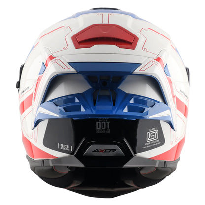 AXOR BRUTALE RYDEN DUAL SPOILER HELMET WHITE RED BLUE