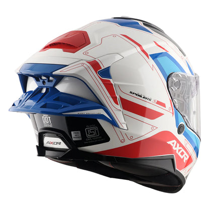 AXOR BRUTALE RYDEN DUAL SPOILER HELMET WHITE RED BLUE