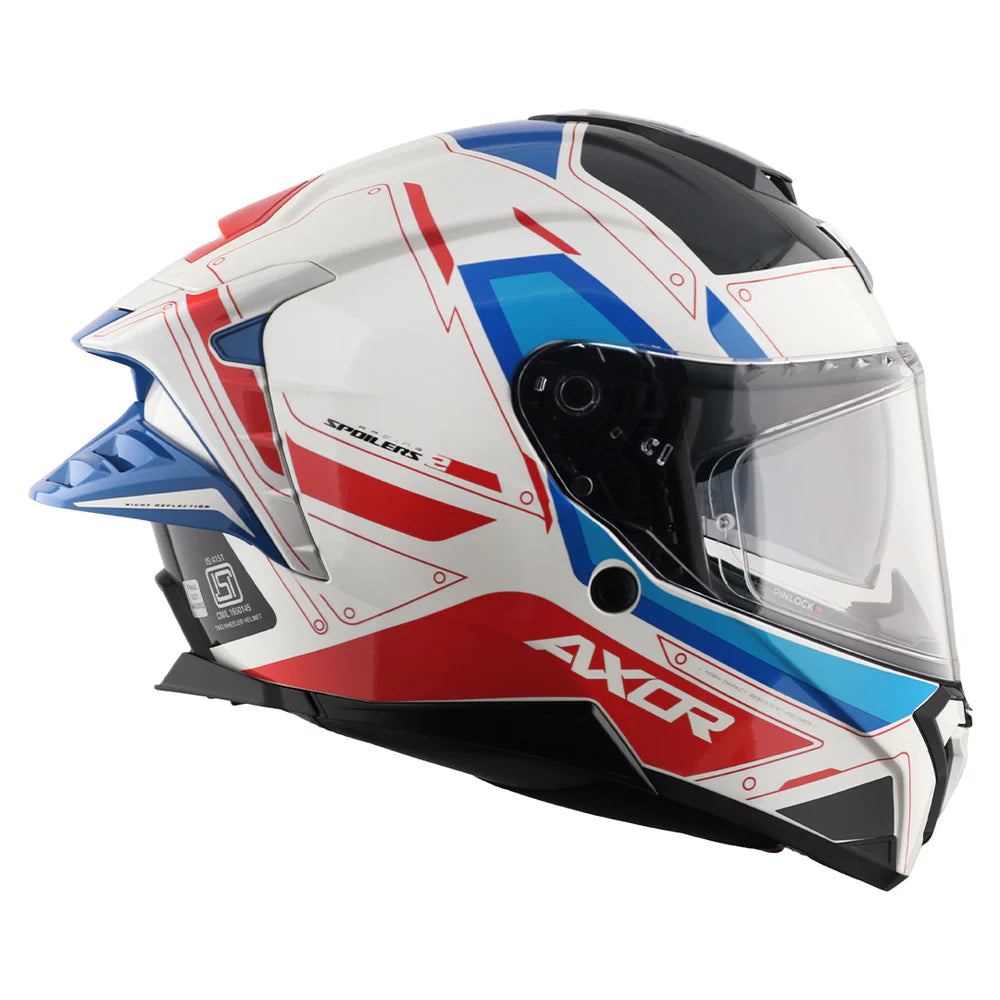 AXOR BRUTALE RYDEN DUAL SPOILER HELMET WHITE RED BLUE