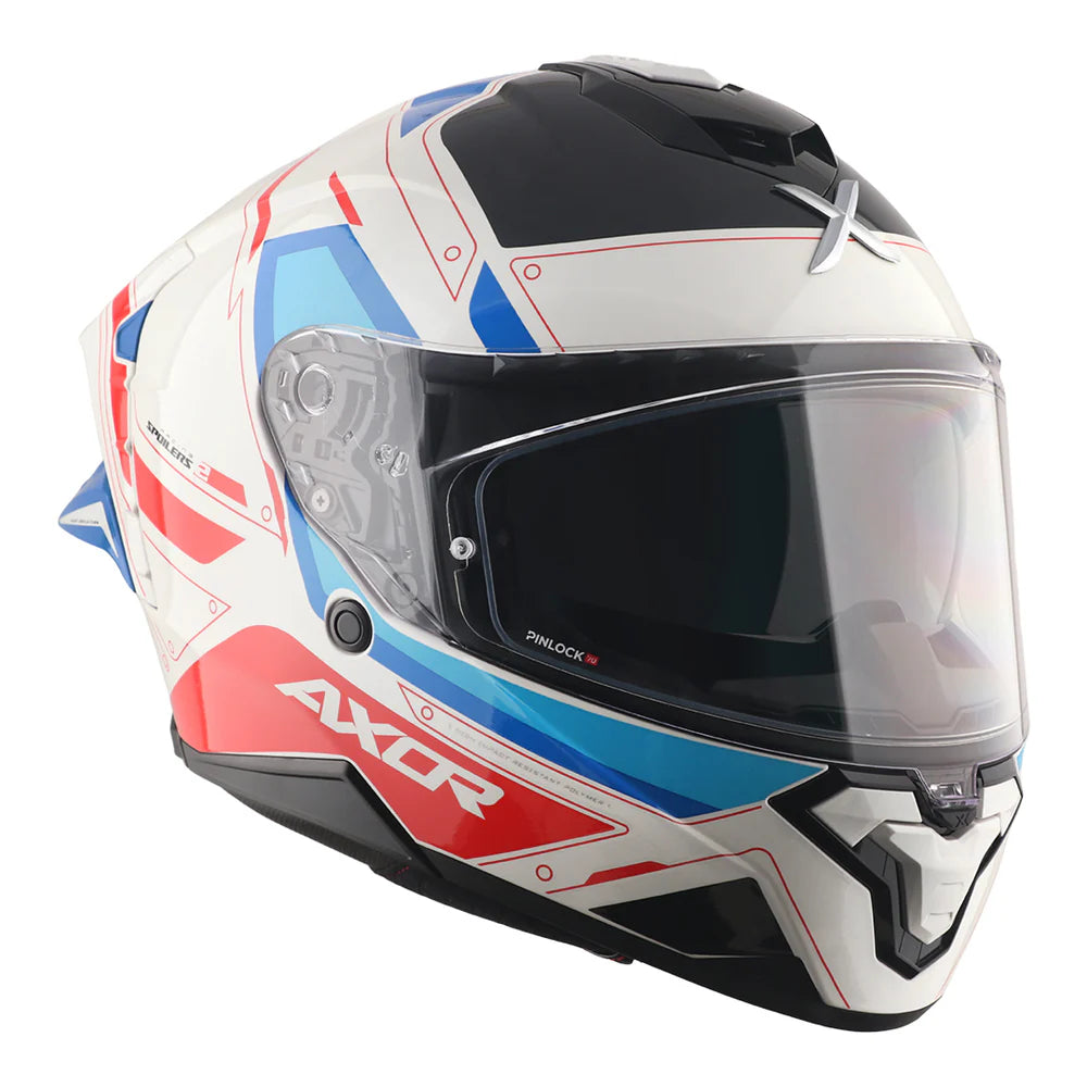 AXOR BRUTALE RYDEN DUAL SPOILER HELMET WHITE RED BLUE
