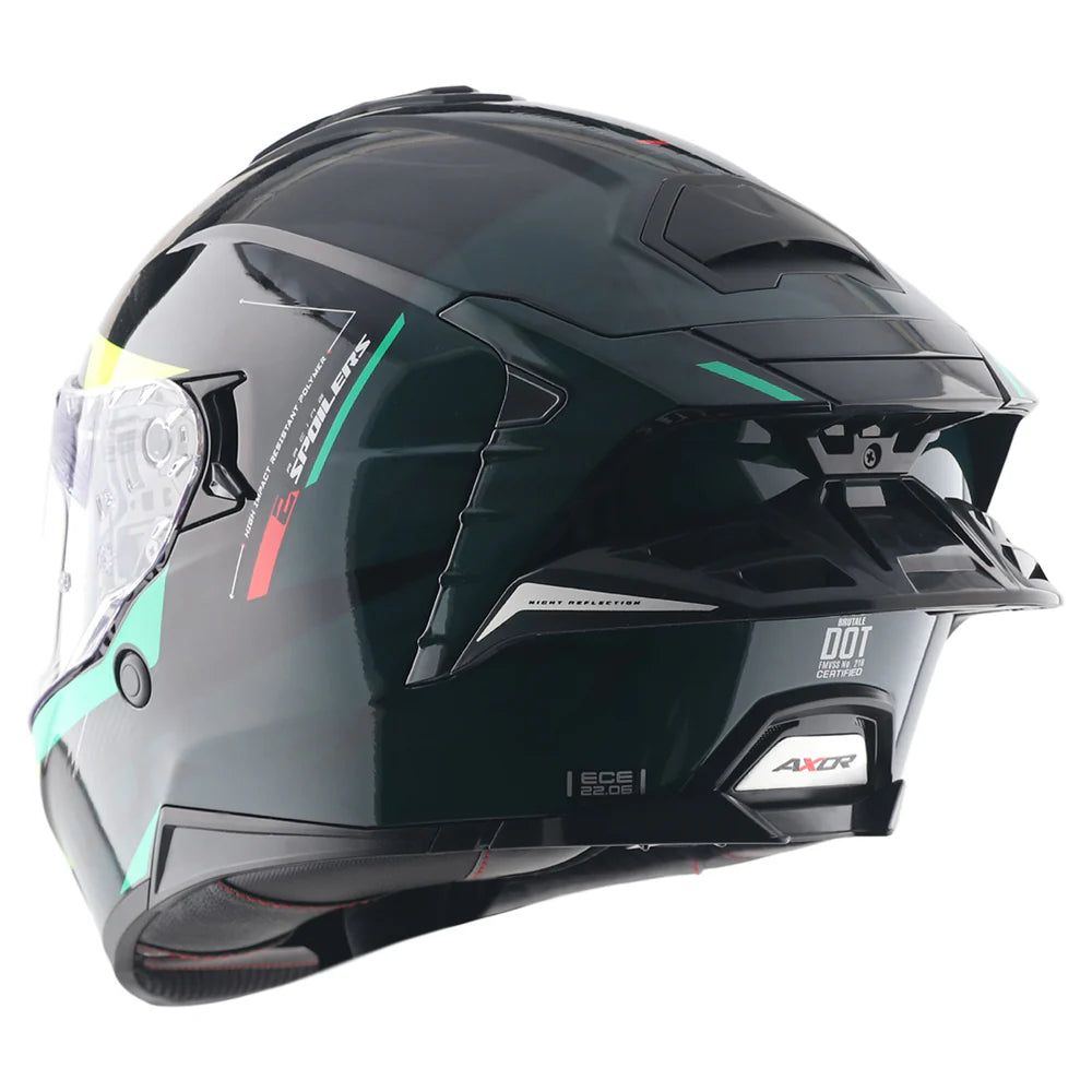 AXOR BRUTALE KRYPTIC DUAL SPOILER HELMET BLACK GREEN