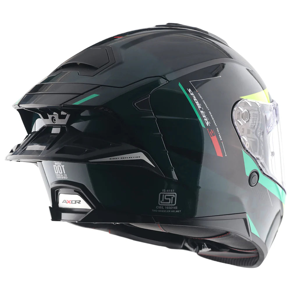 AXOR BRUTALE KRYPTIC DUAL SPOILER HELMET BLACK GREEN