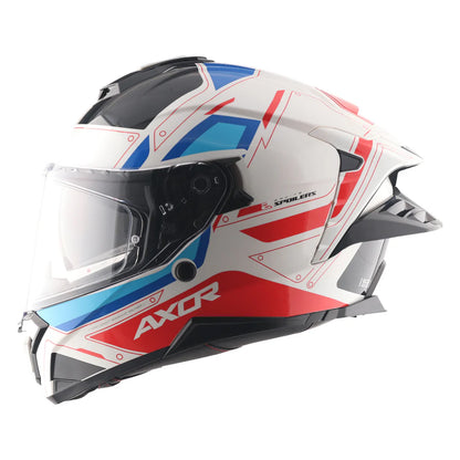 AXOR BRUTALE RYDEN DUAL SPOILER HELMET WHITE RED BLUE