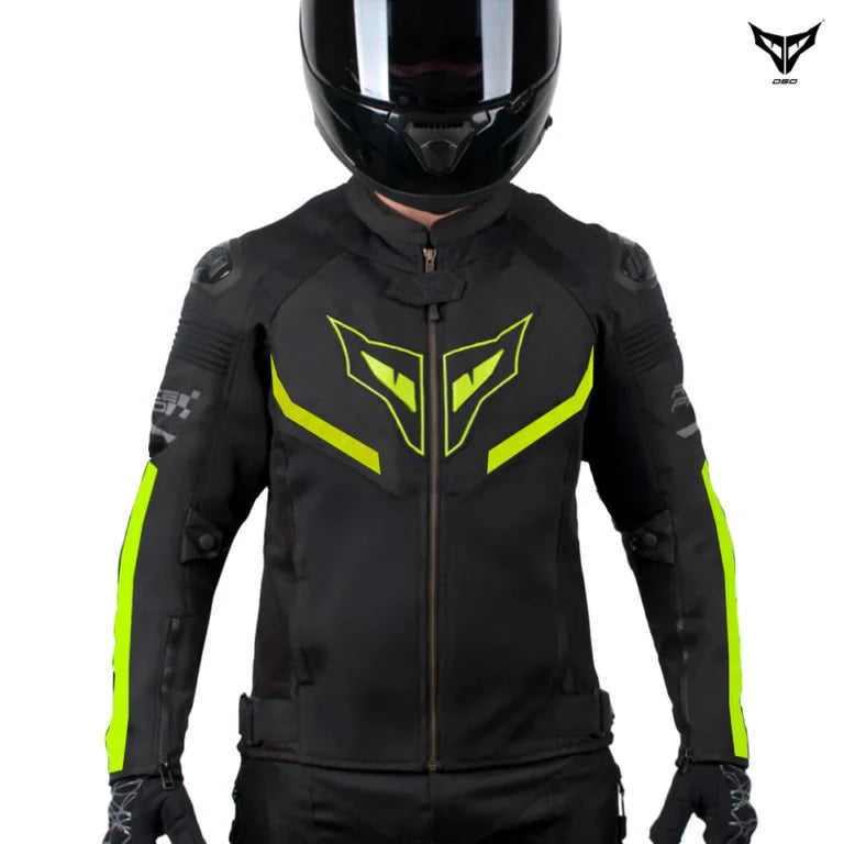 DSG RACE PRO V3 BLACK YELLOW FLUORESCENT RIDING JACKET