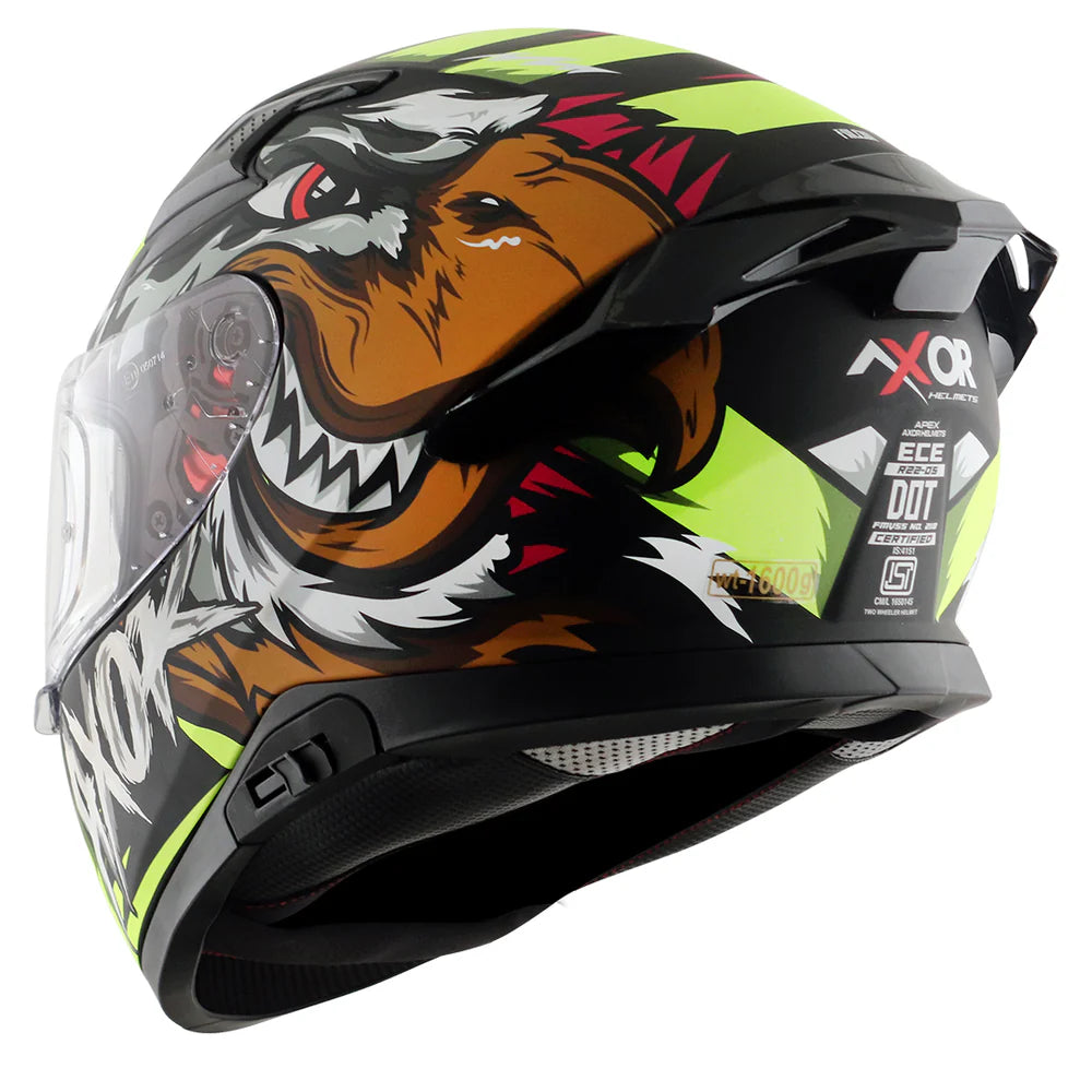 AXOR APEX FALCON HELMET DULL BLACK NEON YELLOW