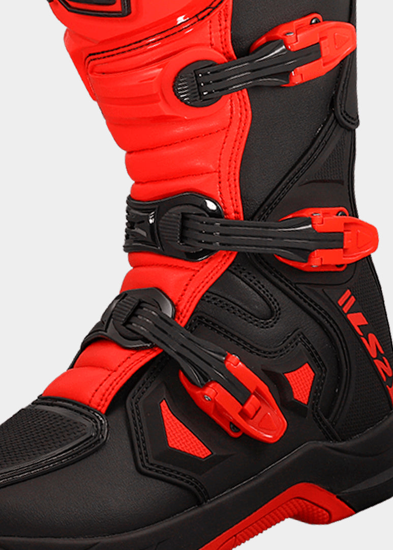 LS2 RAPTOR MOTORCYCLE BOOTS BLACK/ RED