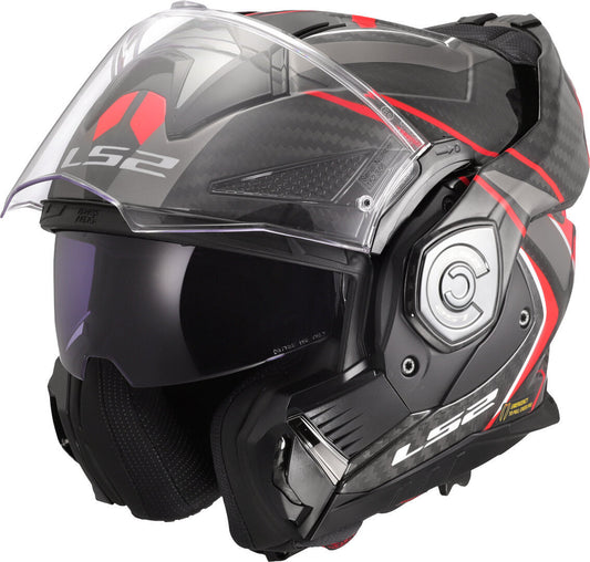 LS2 FF901 ADVANT X CARBON MODULAR HELMET - FUTURE II BLACK RED