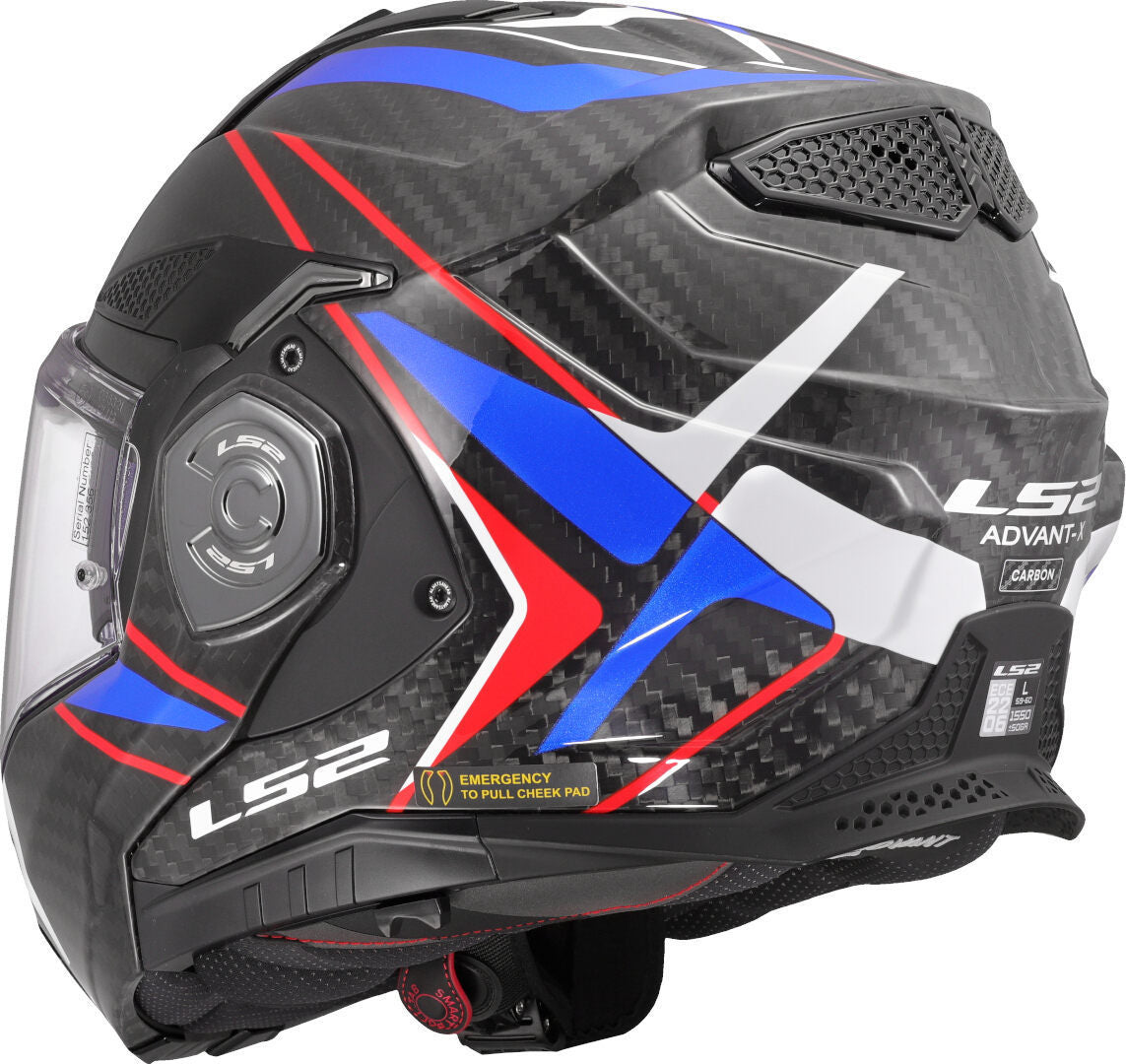 LS2 FF901 ADVANT X CARBON MODULAR HELMET - FUTURE II WHITE BLUE RED