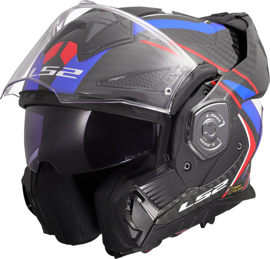 LS2 FF901 ADVANT X CARBON MODULAR HELMET - FUTURE II WHITE BLUE RED