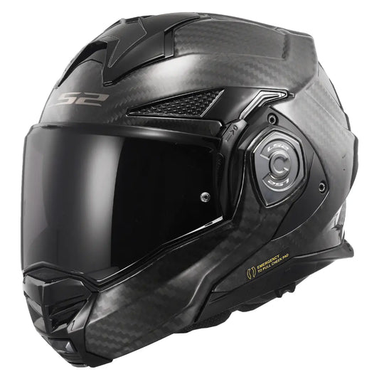 LS2 FF901 ADVANT X SOLID CARBON MODULAR HELMET- BLACK