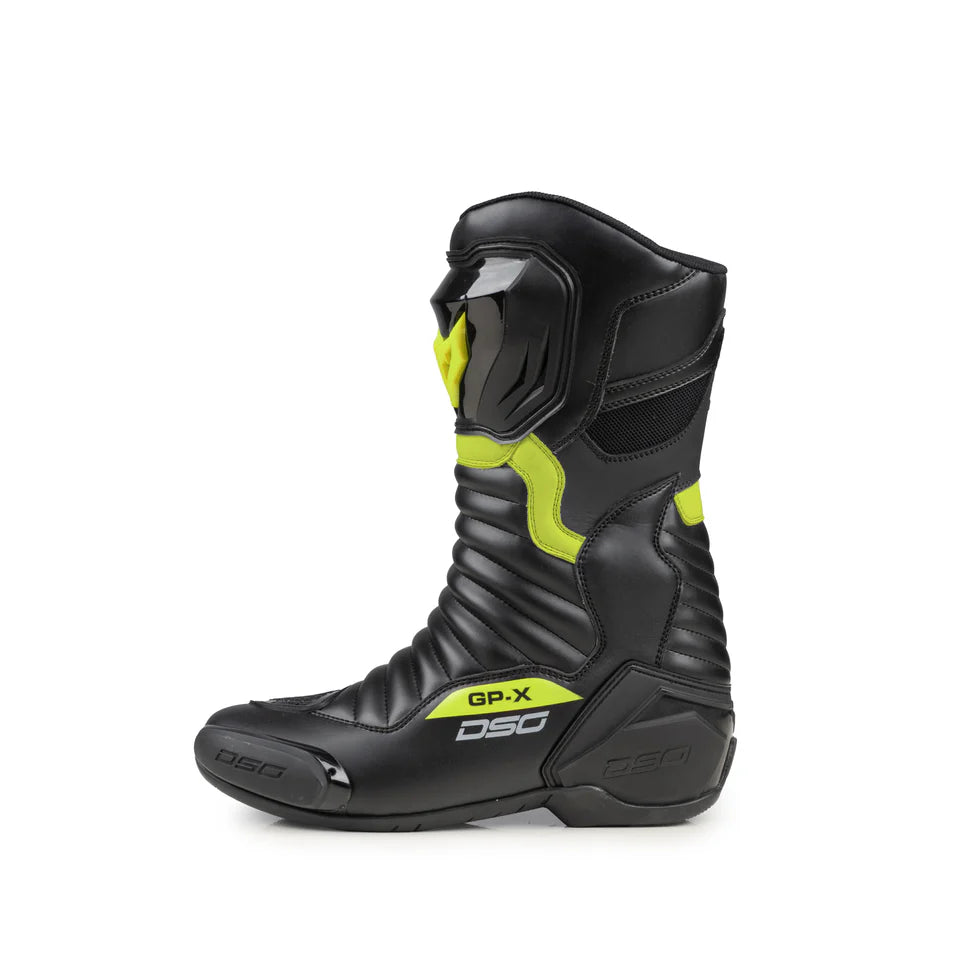 DSG GP-X RIDING BOOTS BLACK YELLOW FLUO