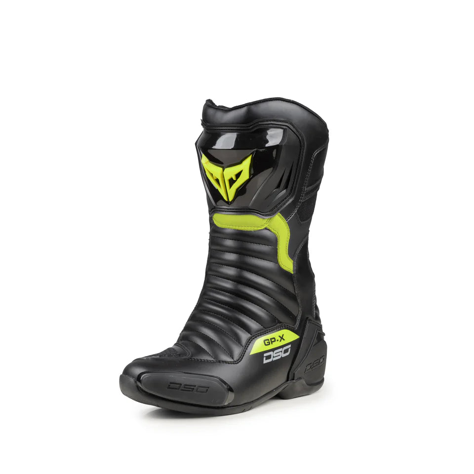 DSG GP-X RIDING BOOTS BLACK YELLOW FLUO