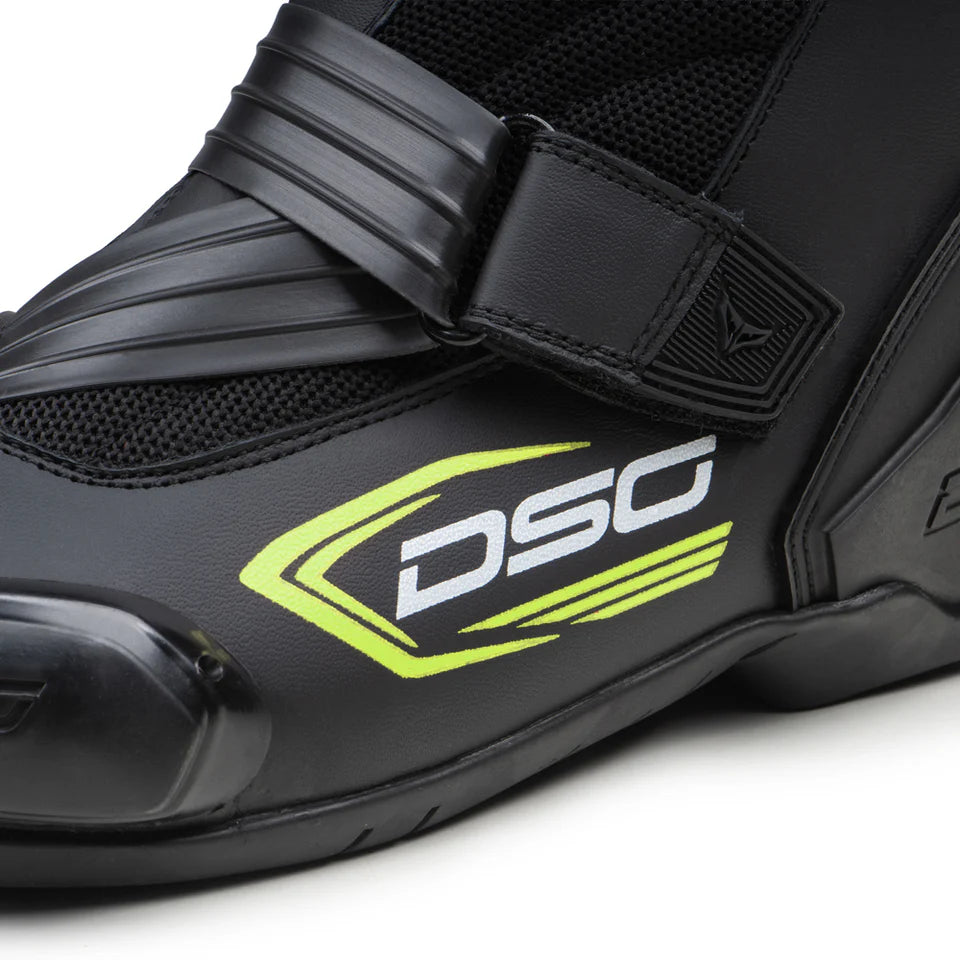 DSG GP-1 RIDING BOOTS BLACK YELLOW FLUO