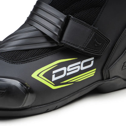 DSG GP-1 RIDING BOOTS BLACK YELLOW FLUO