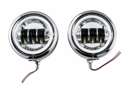 CHROME AUX LIGHT HOUSING & LED AUX LAMPS WITH DRL