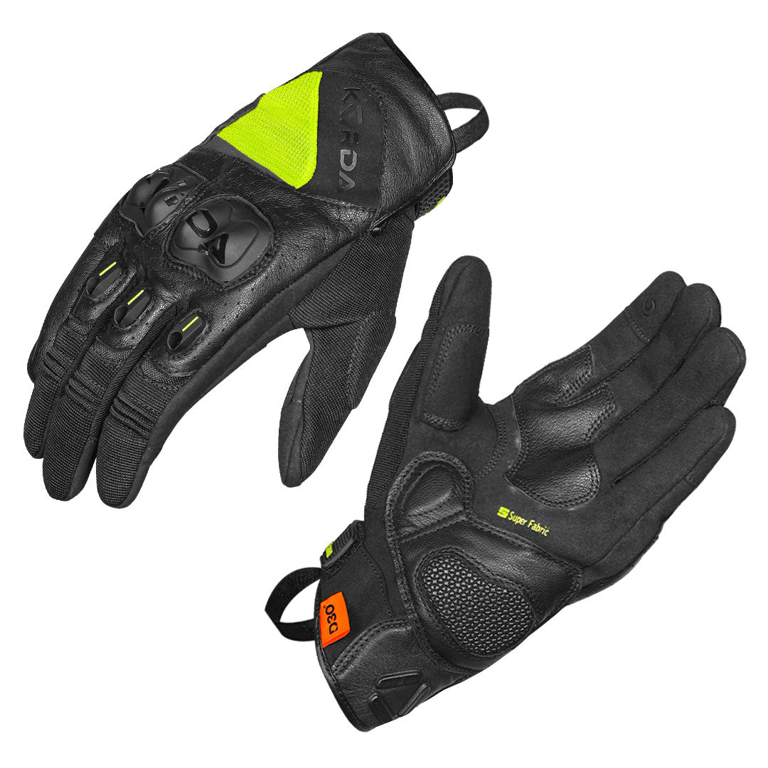 KORDA HYBRID GLOVES WITH D3O BLACK-FLUORESCENT YELLOW