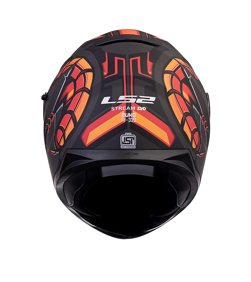 LS2 FF320 STREAM EVO ZUKO BLACK HI-VIZ ORANGE