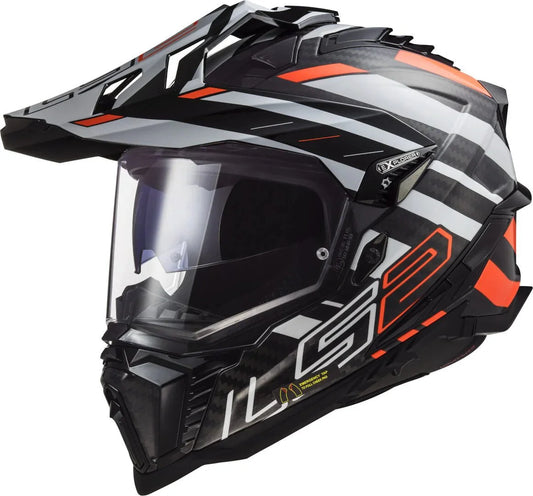 LS2 MX701 CARBON EXPLORER EDGE BLACK FLUO ORANGE