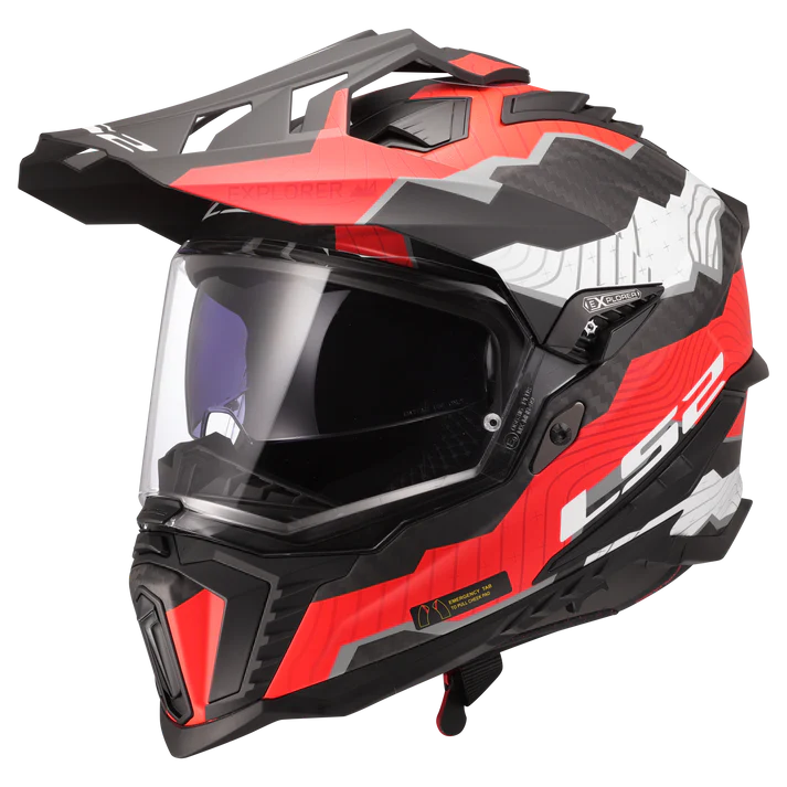 LS2 MX701 CARBON EXPLORER TRICK WHITE RED