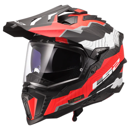 LS2 MX701 CARBON EXPLORER TRICK WHITE RED