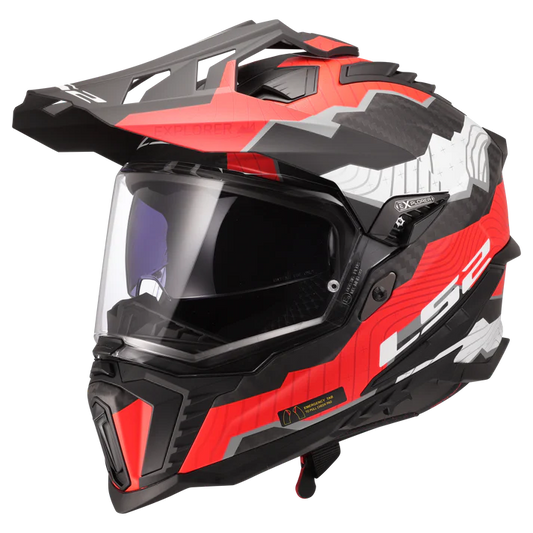 LS2 MX701 CARBON EXPLORER TRICK WHITE RED