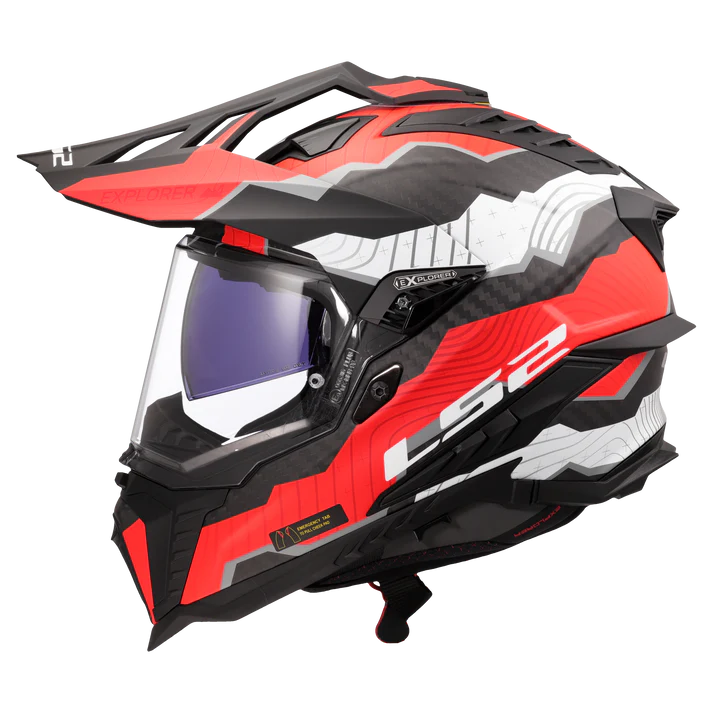 LS2 MX701 CARBON EXPLORER TRICK WHITE RED