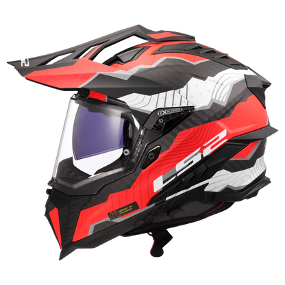 LS2 MX701 CARBON EXPLORER TRICK WHITE RED