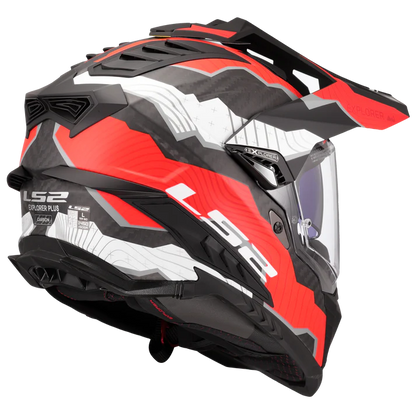 LS2 MX701 CARBON EXPLORER TRICK WHITE RED