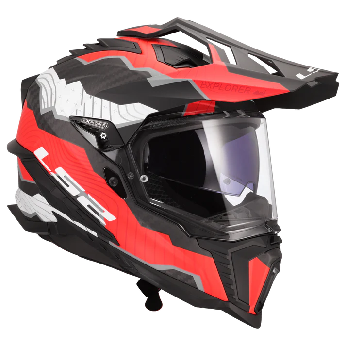 LS2 MX701 CARBON EXPLORER TRICK WHITE RED