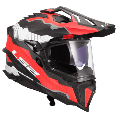 LS2 MX701 CARBON EXPLORER TRICK WHITE RED