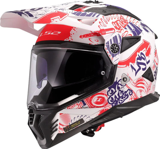 LS2 MX436 PIONEER II FANTASY MATT WHITE RED BLUE