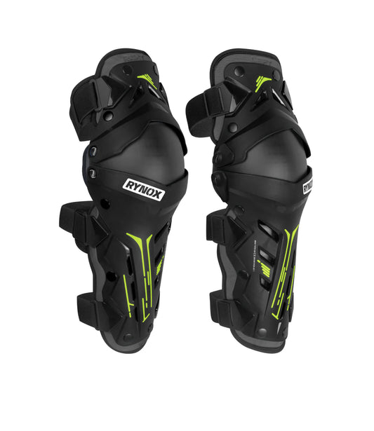 Rynox Bastion Bionic Knee Guards Black Hi-Viz Green