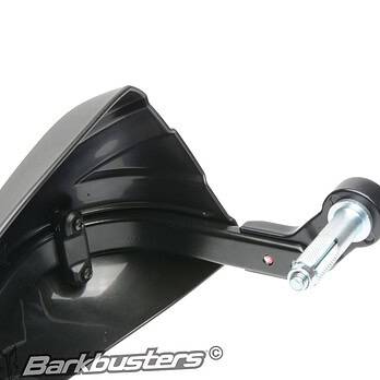 BARKBUSTERS STORM HANDGUARD – SINGLE POINT BAR END MOUNT FOR HOLLOW HANDLEBARS – BLACK