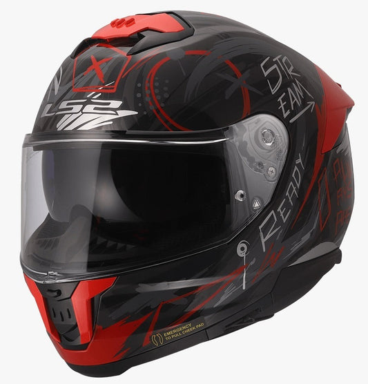 LS2 FF320 STREAM II SCRATCHES BLACK RED