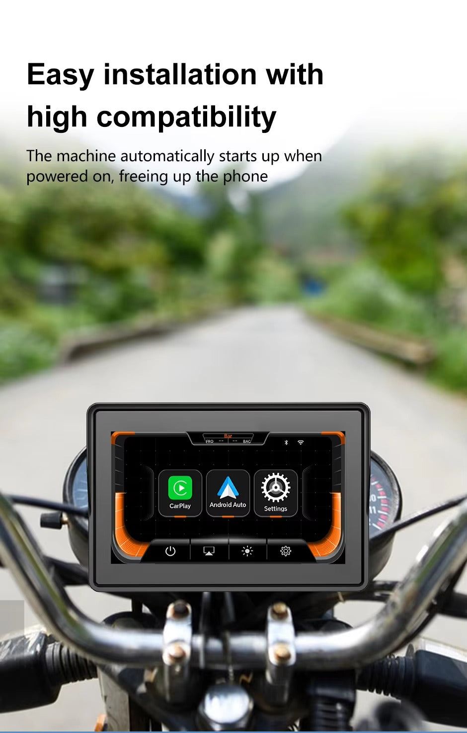 MOTOLINK BF92 5-INCH WIRELESS APPLE CARPLAY & ANDROID AUTO MOTORCYCLE DISPLAY