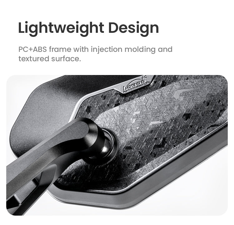 LOBOO RM03-LITE FOLDABLE ADV MIRROR | 1200R WIDE ANGLE & ANTI GLARE | UNIVERSAL FIT