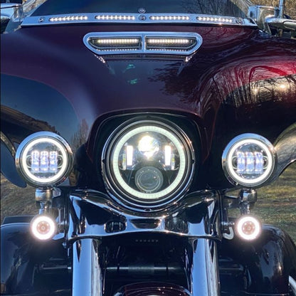 Custom Dynamics® 4.5" Motorcycle LED Passing Lamps with White Halo - CHROME