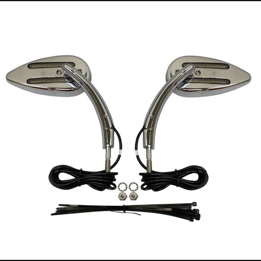 PLUG & PLAY LED RUN & TURN SIGNAL MOTORCYCLE MIRRORS CHROME - CUSTOM DYNAMICS (Copy)