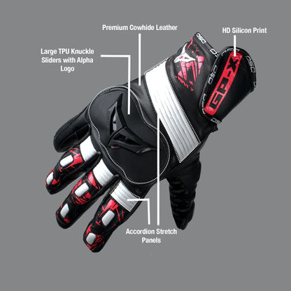 DSG GPX RIDING GLOVES BLACK RED