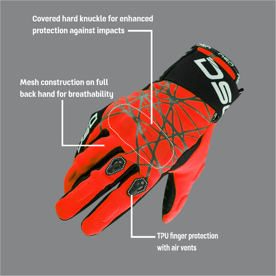 DSG PHOENIX AIR RIDING GLOVES BLACK WHITE RED