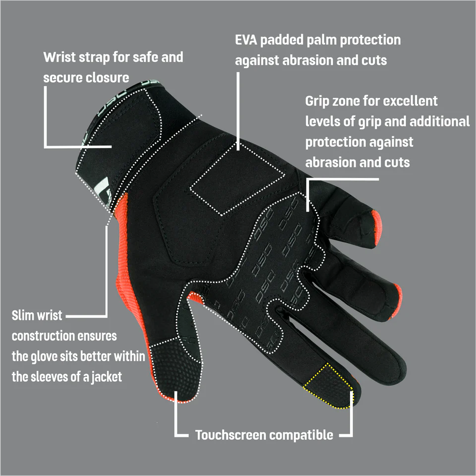 DSG PHOENIX AIR RIDING GLOVES BLACK WHITE RED