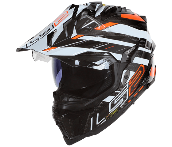 LS2 MX701 CARBON EXPLORER EDGE BLACK FLUO ORANGE