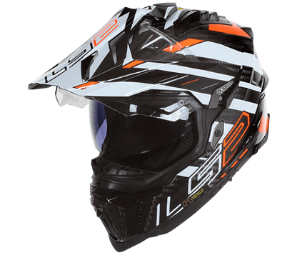 LS2 MX701 CARBON EXPLORER EDGE BLACK FLUO ORANGE