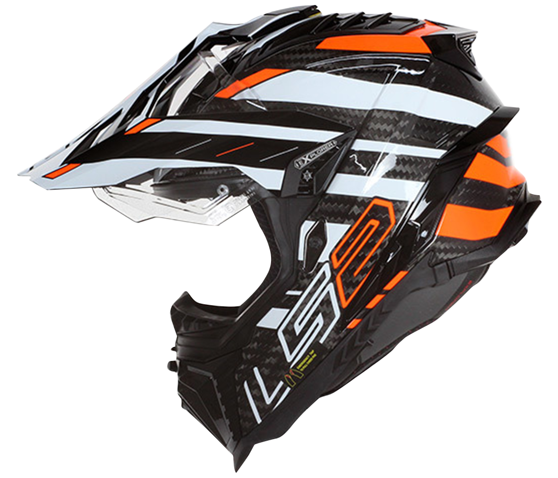 LS2 MX701 CARBON EXPLORER EDGE BLACK FLUO ORANGE